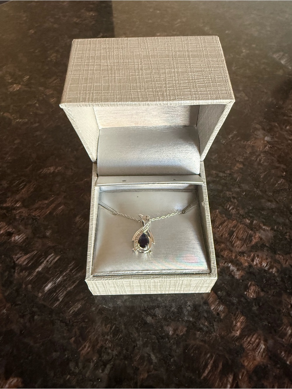 Zales Sterling Silver Penguin Necklace with Lab-Created Blue Sapphire & Diamonds - Picture 4 of 7